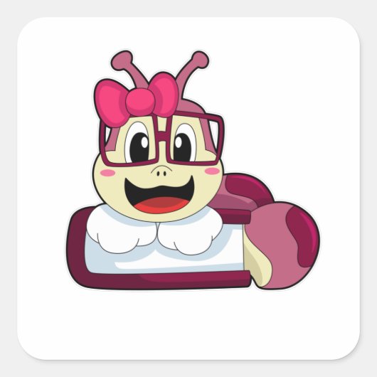 Caterpilaar met lint vierkante sticker (Voorkant)