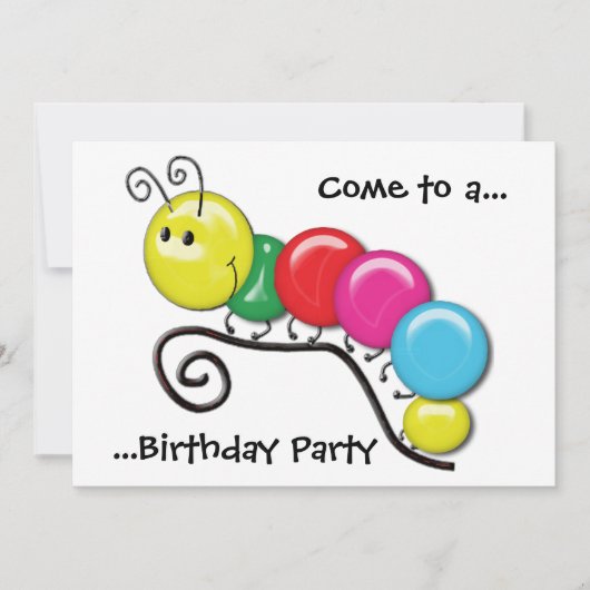 Caterpilaar op een Twig Birthday-partij Kaart (Voorkant)