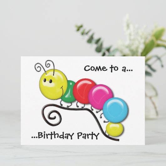 Caterpilaar op een Twig Birthday-partij Kaart (Staand voorkant)