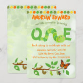 Caterpillar 1e Verjaardag uitnodiging (Voorkant / Achterkant)