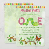 Caterpillar 1e Verjaardag uitnodiging (Voorkant / Achterkant)