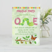 Caterpillar 1e Verjaardag uitnodiging (Staand voorkant)