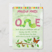 Caterpillar 1e Verjaardag uitnodiging (Voorkant)