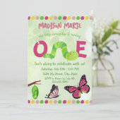 Caterpillar 1e Verjaardag uitnodiging (Staand voorkant)