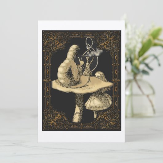 Caterpillar Alice in Wonderland Invitation Kaart (Staand voorkant)