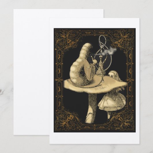Caterpillar Alice in Wonderland Invitation Kaart (Voorkant / Achterkant)