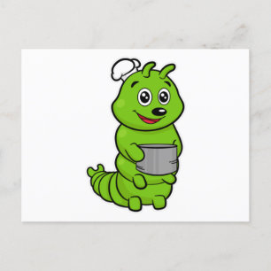 Caterpillar as Cook with Cooking pot Briefkaart
