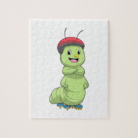 Caterpillar as Inline skater with Roller skates.pn Legpuzzel (Verticaal)