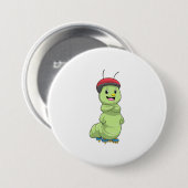 Caterpillar as Inline skater with Roller skates.pn Ronde Button 7,6 Cm (Voorkant /achterkant)