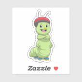 Caterpillar as Inline skater with Roller skates.pn Sticker (Vel)