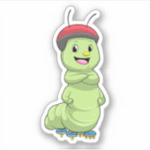 Caterpillar as Inline skater with Roller skates.pn Sticker (Voorkant)
