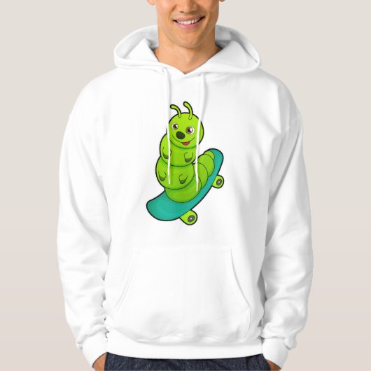 Caterpillar as Skater with Skateboard Hoodie (Voorkant)