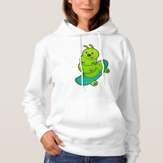 Caterpillar as Skater with Skateboard Hoodie (Voorkant)