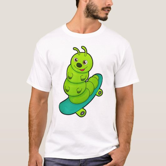Caterpillar as Skater with Skateboard T-shirt (Voorkant)