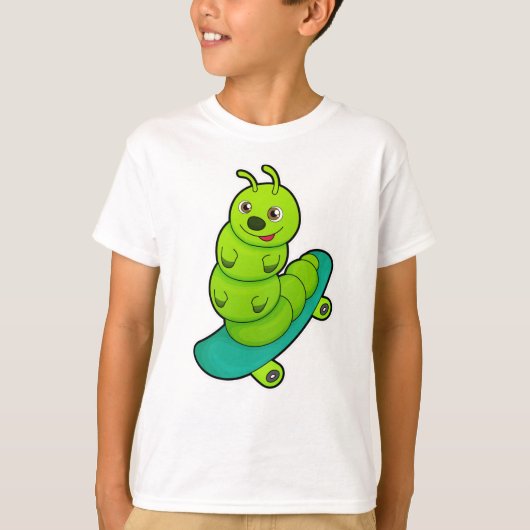 Caterpillar as Skater with Skateboard T-shirt (Voorkant)