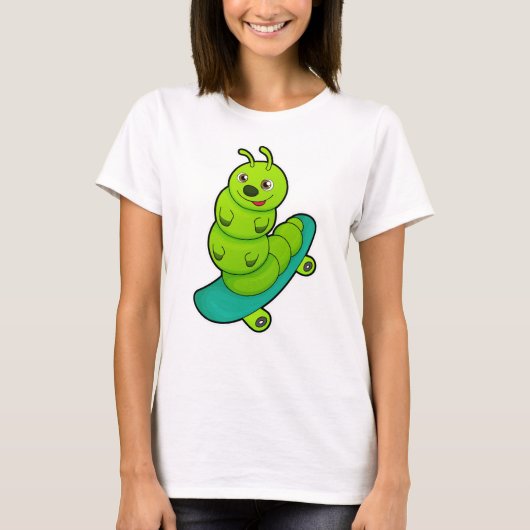 Caterpillar as Skater with Skateboard T-shirt (Voorkant)