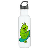 Caterpillar as Skater with Skateboard Waterfles (Voorkant)