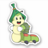 Caterpillar as Student with Backpack Sticker (Voorkant)