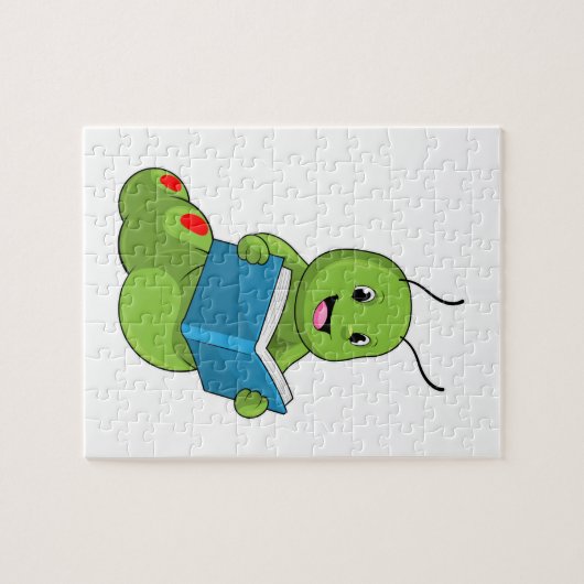 Caterpillar at Reading with Book Legpuzzel (Horizontaal)