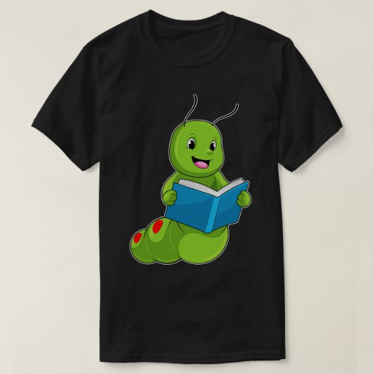 Caterpillar at Reading with Book T-shirt (Design voorkant)