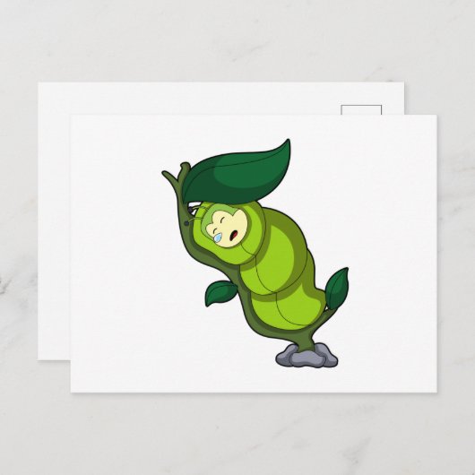 Caterpillar at Sleeping with Leaf Briefkaart (Voorkant / Achterkant)