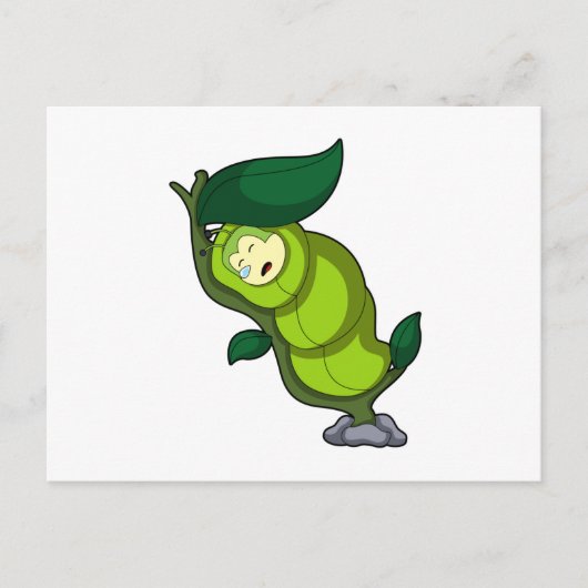 Caterpillar at Sleeping with Leaf Briefkaart (Voorkant)