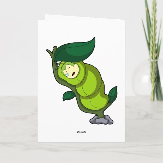 Caterpillar at Sleeping with Leaf Kaart (Achterkant)