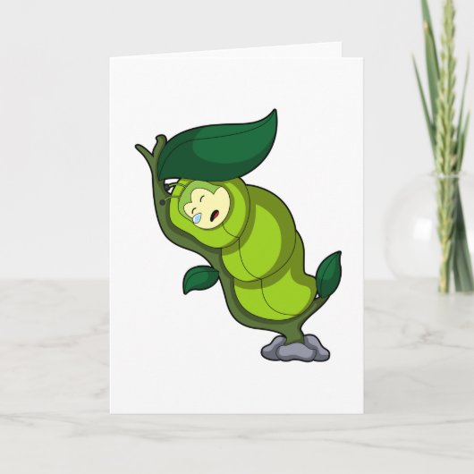 Caterpillar at Sleeping with Leaf Kaart (Voorkant)