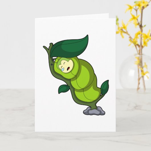 Caterpillar at Sleeping with Leaf Kaart (Gele Bloem)