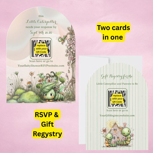 Caterpillar Baby Shower QR Code RSVP/Cadeau Regist Kaart