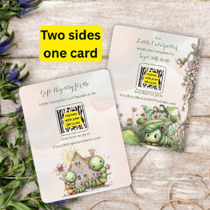 Caterpillar Baby Shower QR Code RSVP/Cadeau Regist Notitiekaartje