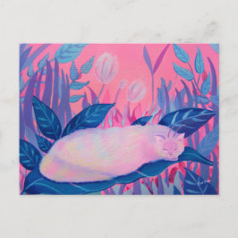 Caterpillar Cat Pink Paarse Blue Fantasy Briefkaart