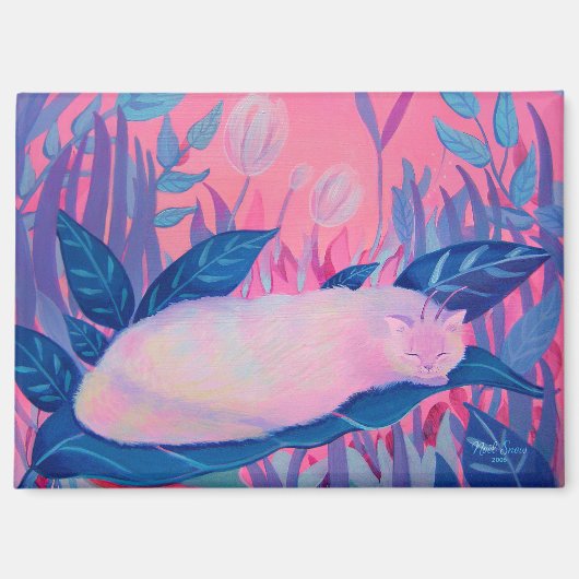 Caterpillar Cat Pink Purple Blue Fantasy Magneet (Voorkant)