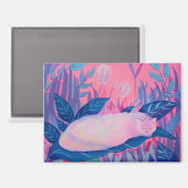 Caterpillar Cat Pink Purple Blue Fantasy Magneet (Voorkant / Achterkant)