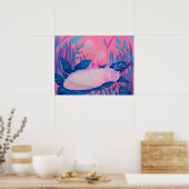 Caterpillar Cat Pink Purple Blue Fantasy Wall Art Poster (Keuken)