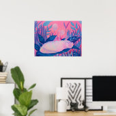 Caterpillar Cat Pink Purple Blue Fantasy Wall Art Poster (Thuiskantoor)