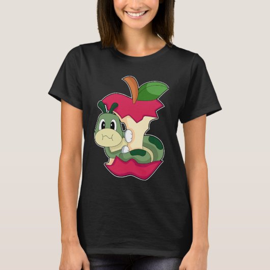Caterpillar Eating Apple T-shirt (Voorkant)