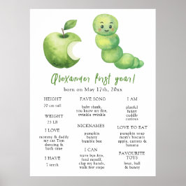 Caterpillar Eerste Verjaardag Mijlpaal Verjaardag Poster