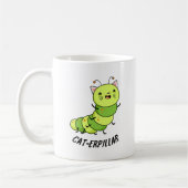 Caterpillar grappige bug woordspeling koffiemok (Links)