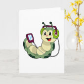 Caterpillar Hoofdtelefoon Muziek Kaart (Gele Bloem)