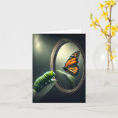 Caterpillar kijkt naar Monarch Butterfly Kaart (Gele Bloem)
