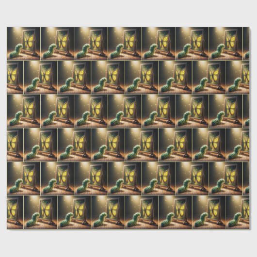 Caterpillar Looking At a Butterfly In a Mirror Cadeaupapier (Vlak)