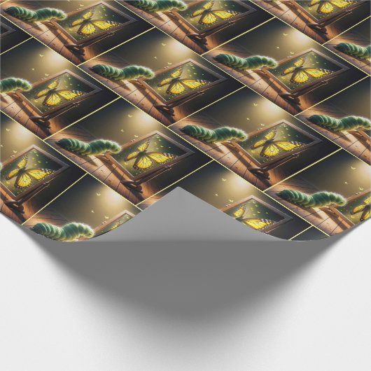 Caterpillar Looking At a Butterfly In a Mirror Cadeaupapier (Hoek)