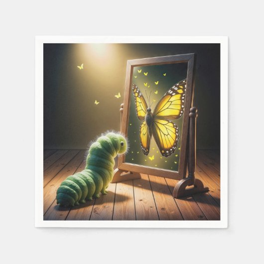 Caterpillar Looking At a Butterfly In a Mirror Servet (Voorkant)