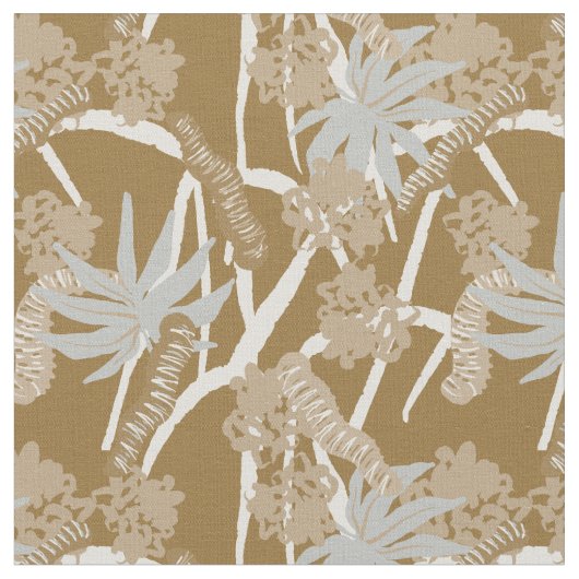 Caterpillar maximalist rustic tropical - brown stof (Close Up)