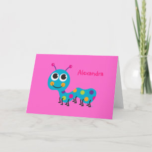 Caterpillar Notecard op hete roze achtergrond Kaart