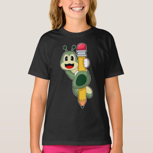 Caterpillar Pupil Pencil School T-shirt (Voorkant)