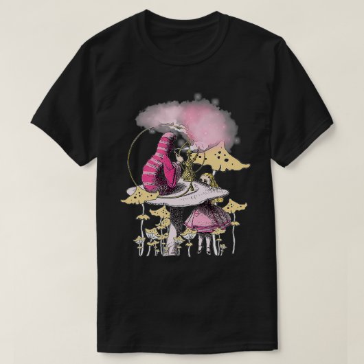 Caterpillar smoking magic mushrooms and Alice In W T-shirt (Design voorkant)