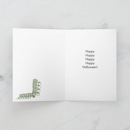 Caterpillar Trick Halloween Kaart (Binnen)