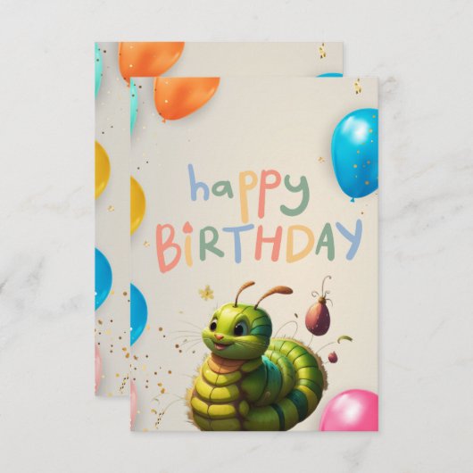 Caterpillar Verjaardag Joy Kaart (Voorkant / Achterkant)